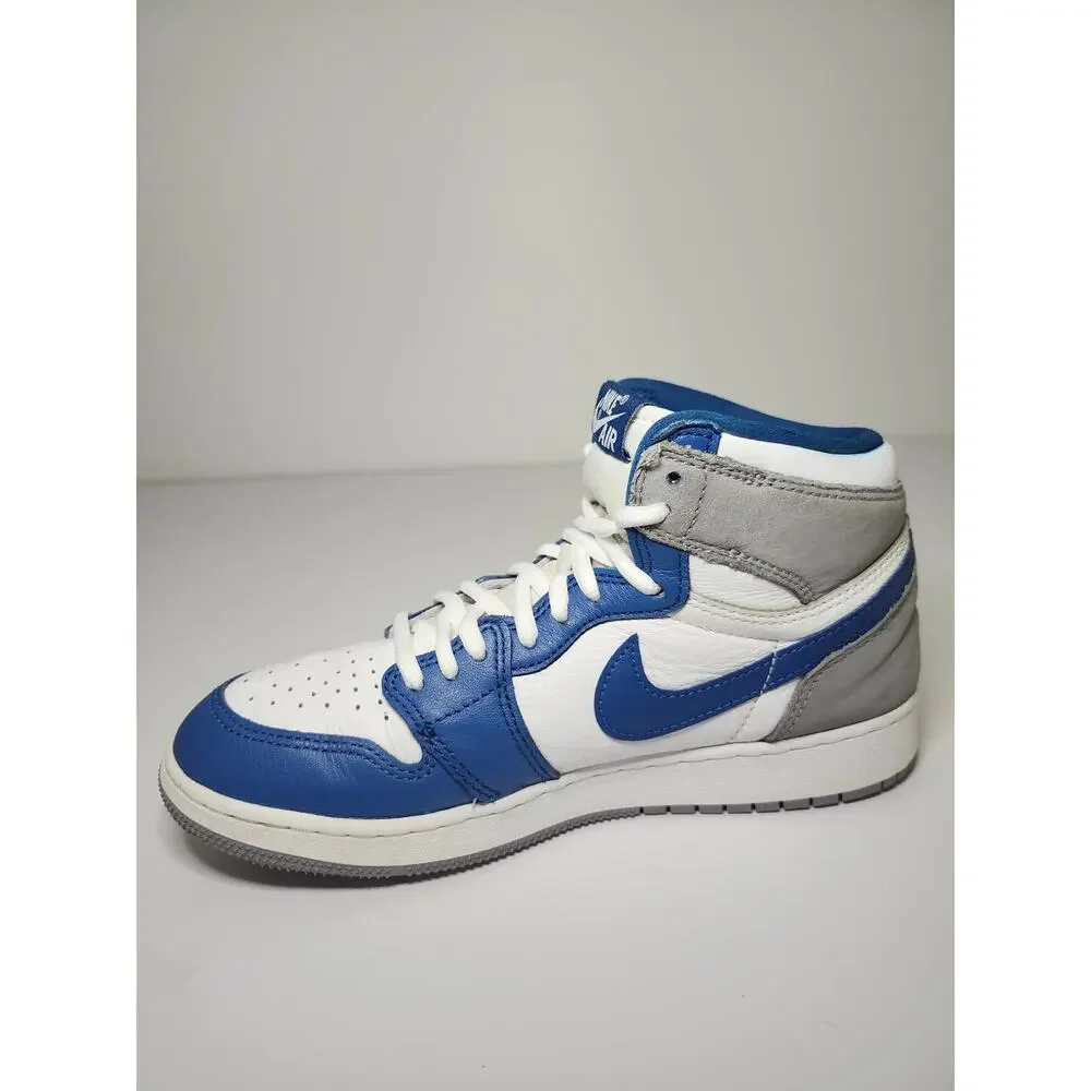 Nike Jordan Kids' 1 High Blue White Sz 5.5Y Leather Athletic Sneaker